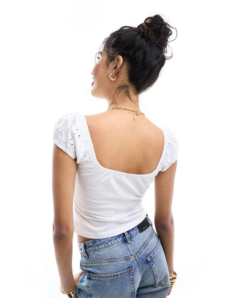 ASOS ASOS DESIGN broderie milkmaid top in white 3
