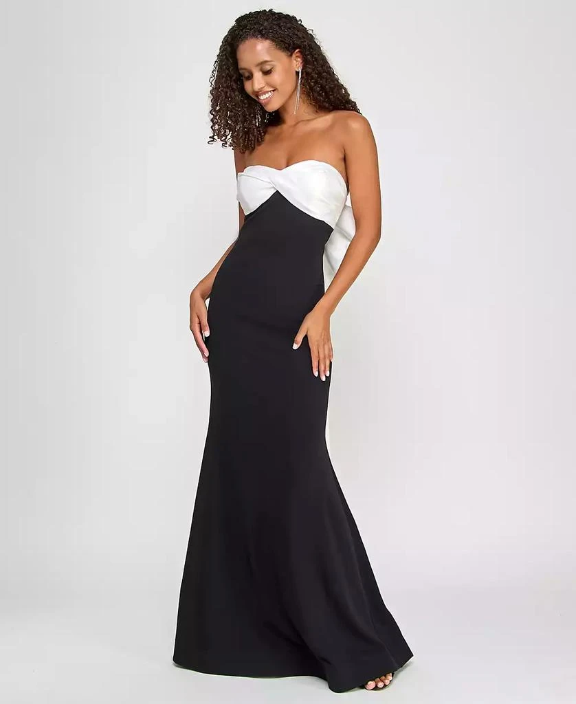 City Studios Juniors' Scuba Twisted Back-Bow Gown, Created for Macy's 3