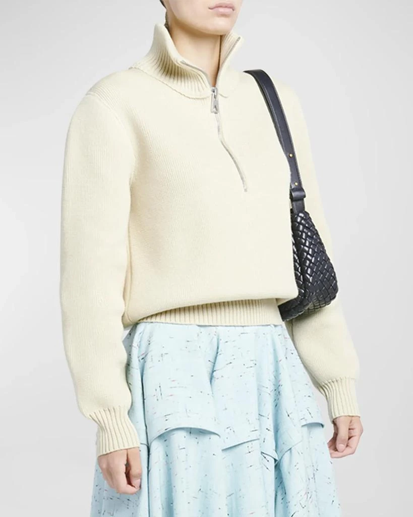 Bottega Veneta Dry Wool Ribbed Half-Zip Sweater 2