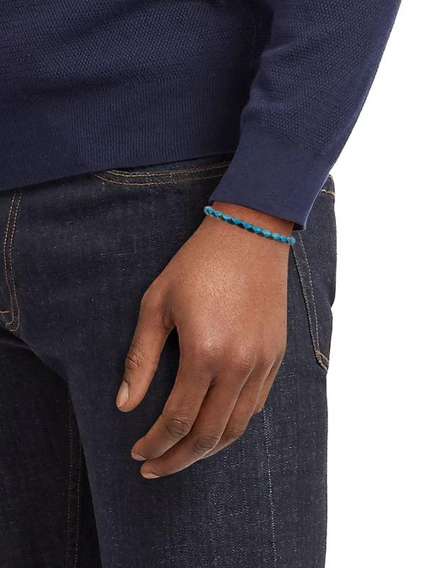 Ermenegildo Zegna Sterling Silver & Leather Bracelet 2