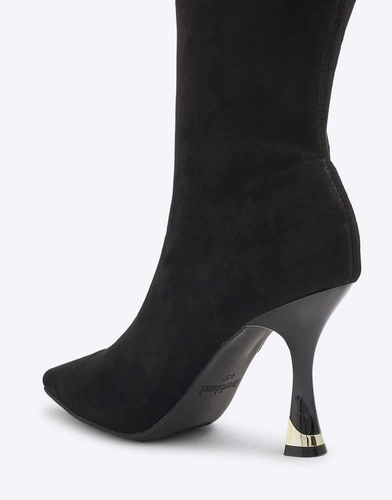 River Island River Island suedette heeled boot in black 3