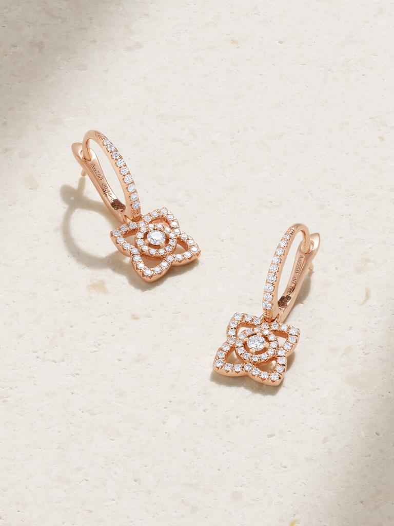 De Beers Enchanted Lotus 18k 玫瑰金钻石耳环