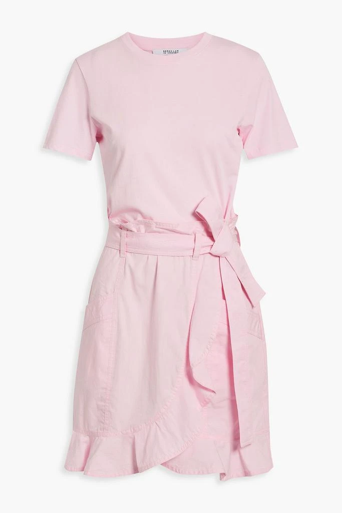 Derek Lam Belted wrap-effect broadcloth-paneled cotton-jersey dress 1