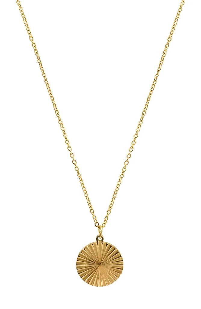 ADORNIA 14K Gold Plated Water Resistant Medallion Burst Pendant Necklace