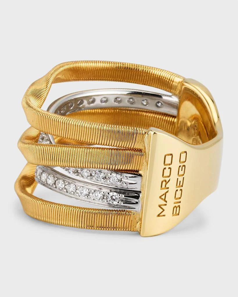 Marco Bicego Marrakech 18K Yellow Gold Five Strand Ring with Diamonds, Size 7 5