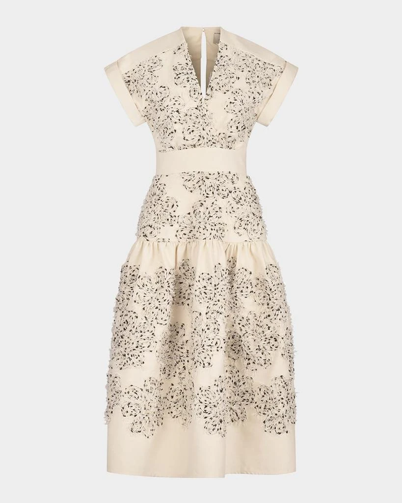 Silvia Tcherassi Metaponto Floral Embroidered Drop-Waist Midi Dress 1