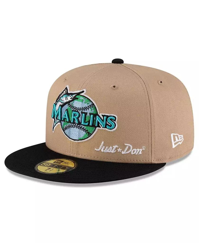 New Era x Just Don Men
s Light Beige/Black Florida Marlins Just Don x Earth Day 59FIFTY Fitted Hat