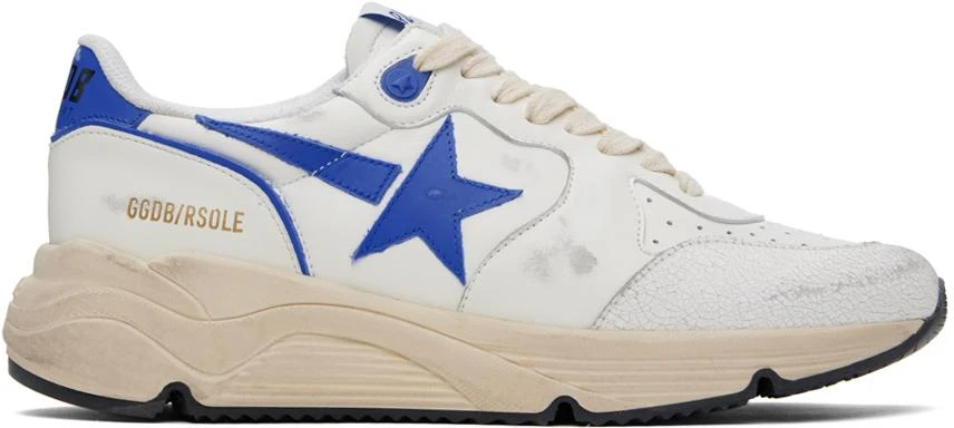 Golden Goose White & Blue Running Sole Sneakers 1