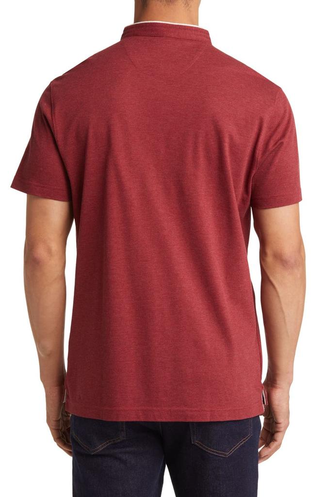 Lorenzo Uomo Trim Fit Band Collar Short Sleeve Polo