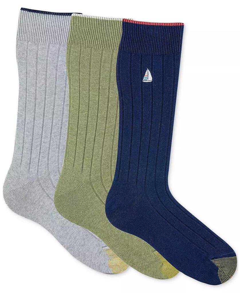 Gold Toe Men's Hampton Embroidered Crew Socks- 3-pack