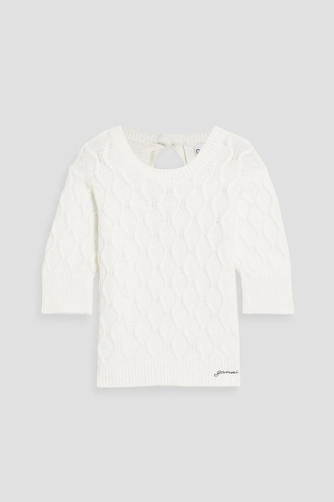 Ganni Tie-back cable-knit cotton sweater 1