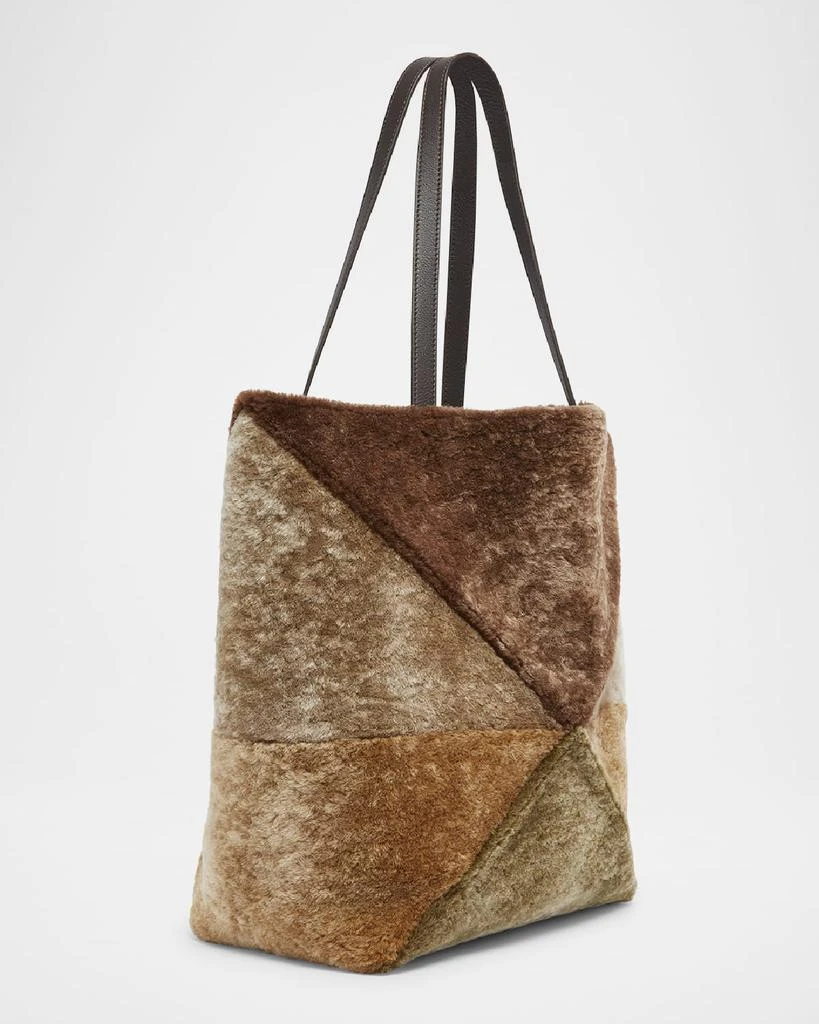 Loewe Puzzle Fold Large Sheep Shearling Fur Tote Bag 6
