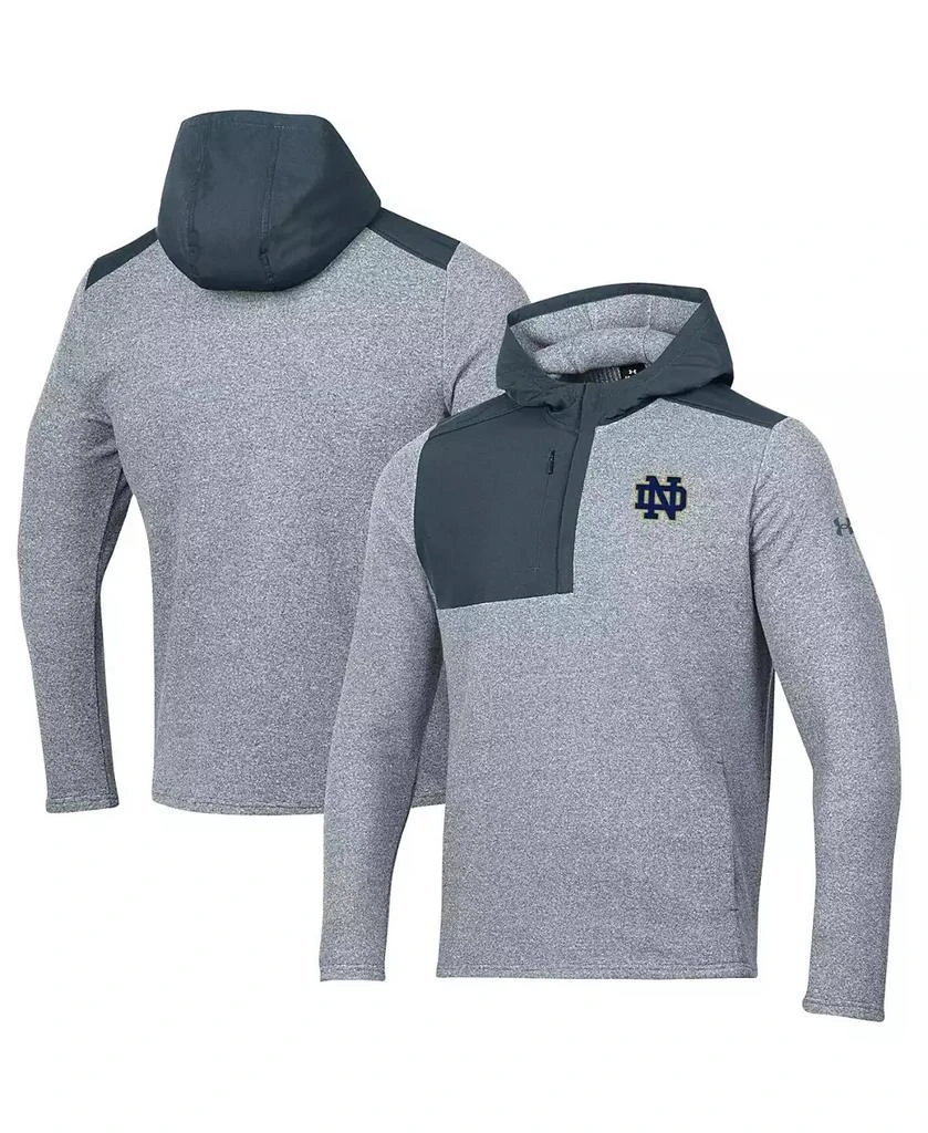 Under Armour Men's Gray Notre Dame Fighting Irish Survivor Fleece Hoodie Quarter-Zip Jacket 1