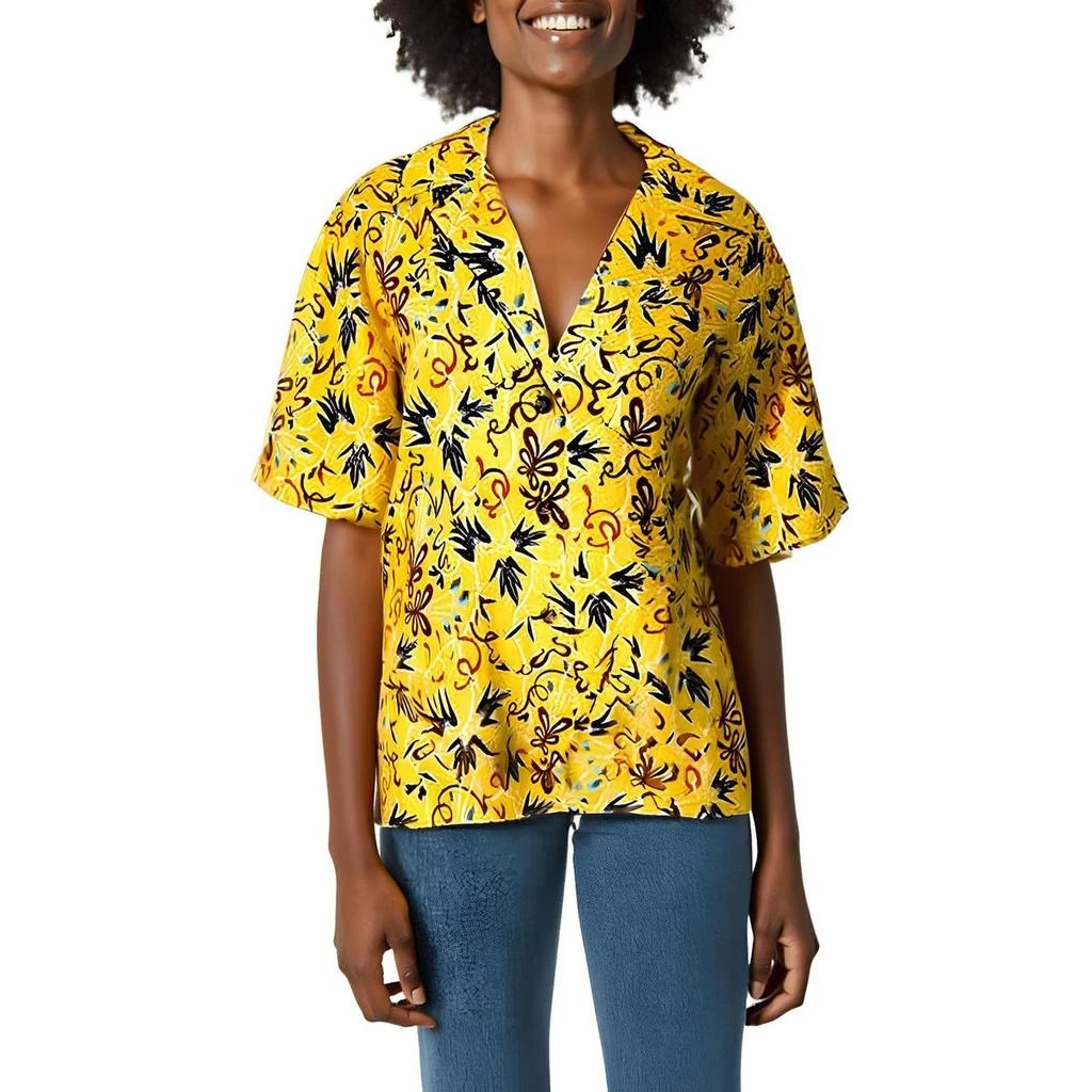 A.L.C. Sullivan Womens Collar Linen Button-Down Top 1