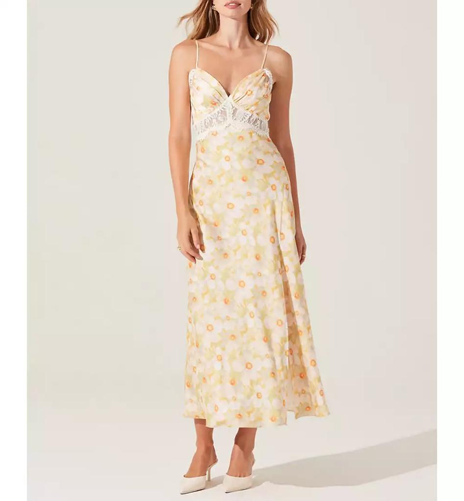ASTR Women's Ivanna Floral Lace-Trim Sweetheart Maxi Dress