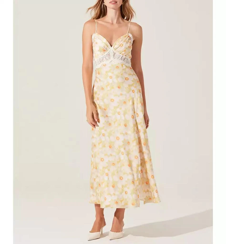 ASTR Women's Ivanna Floral Lace-Trim Sweetheart Maxi Dress 1