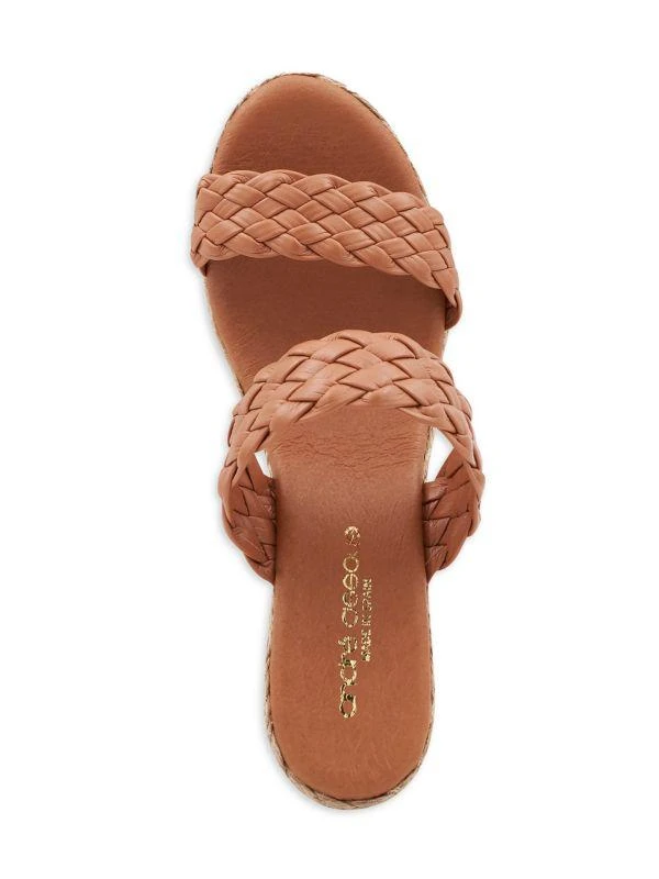 Andre Assous Aria Open Toe Leather Espadrille Wedge Sandals 7