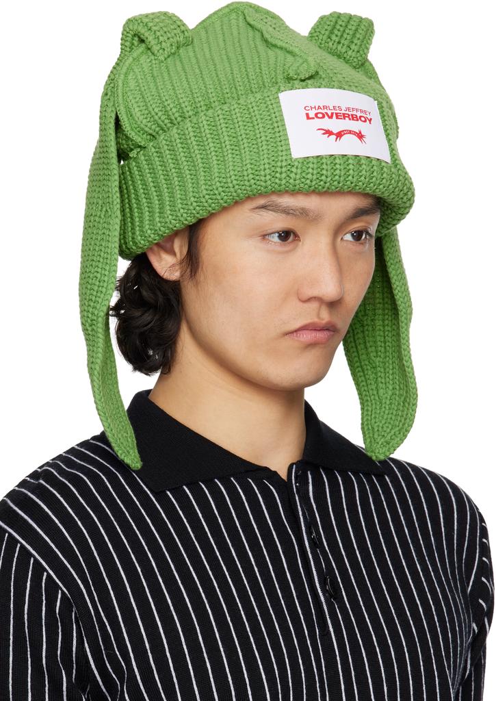 Charles Jeffrey Loverboy Green Chunky Rabbit Beanie - Hats