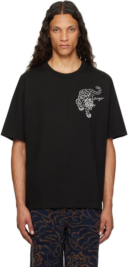 Kenzo Black Kenzo Paris Star Tiger Oversized T-Shirt 1