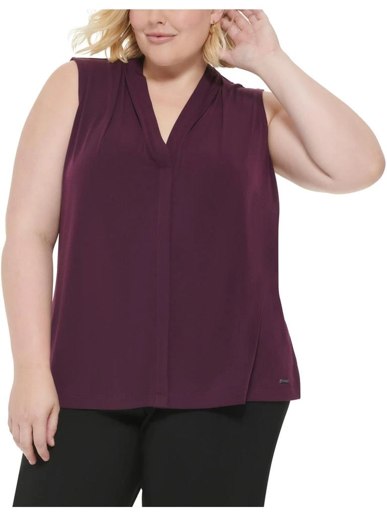 Calvin Klein Plus Womens Sleeveless V-Neck Pullover Top 1