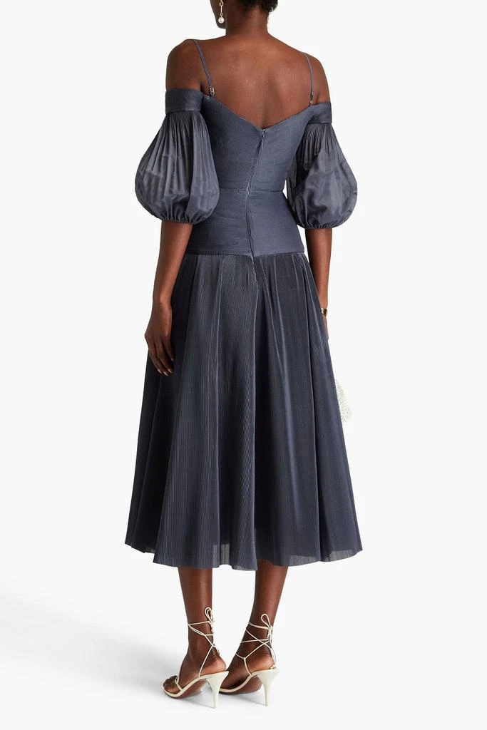 Zimmermann Cold-shoulder plissé-organza midi dress 3