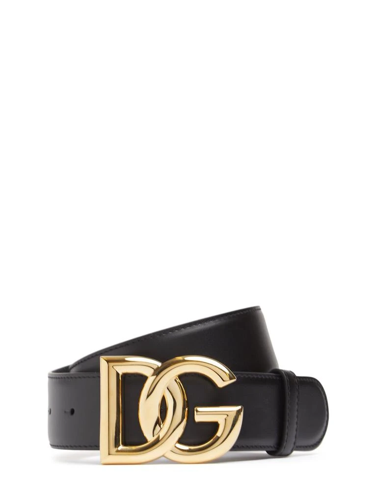 Dolce & Gabbana Black Leather Baroque Gold DG Logo Waist Buckle Women\'s Belt Leather belt with baroque DG logo in Black for Women  main image 4