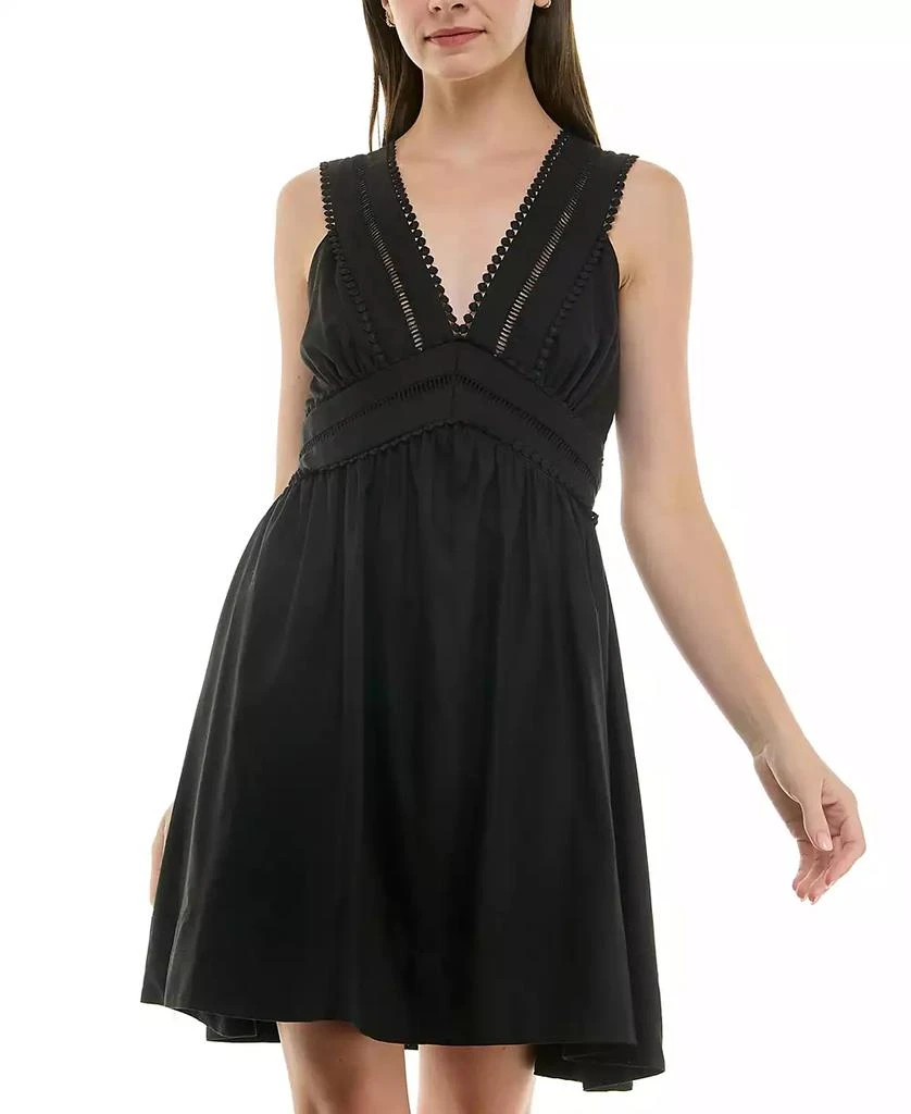 Taylor Petite V-Neck Sleeveless Lace-Inset Mini Dress 4