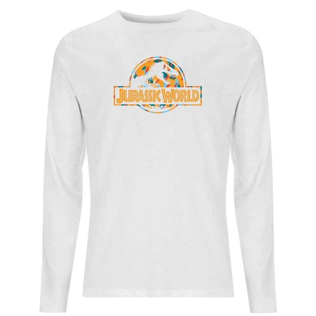 Jurassic Park Jurassic Park Logo Tropical Men's Long Sleeve T-Shirt - White 1