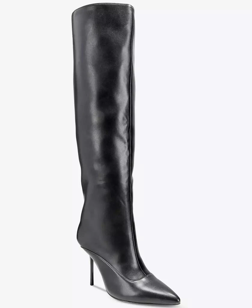 AAJ By Aminah Women's Isabella Tall Shaft Dress Boots - Black Leather - Size 5.5M