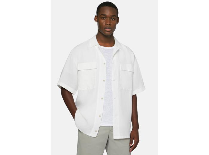 Boggi Milano Surchemise Blanche Camp En Lin