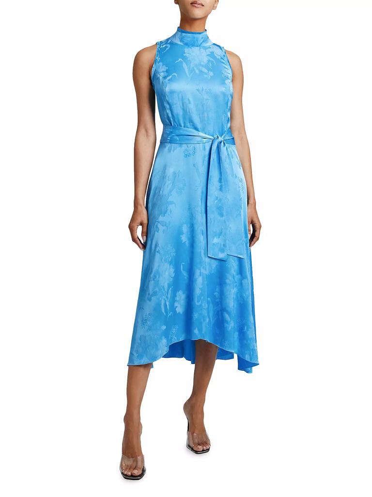 Santorelli Taylor Belted Jacquard Midi-Dress
