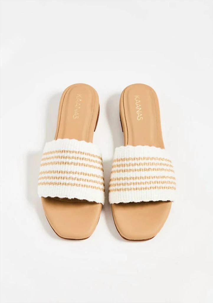 Kaanas Sage Handwoven Slide Sandal In Cream 1