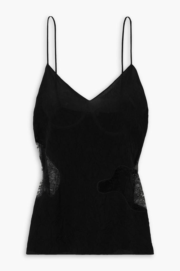 GAUCHERE Lace-trimmed crinkled crepe de chine camisole
