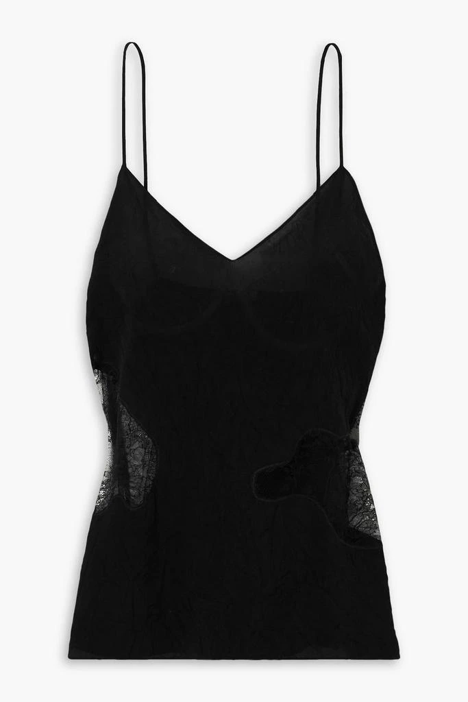 GAUCHERE Lace-trimmed crinkled crepe de chine camisole 1