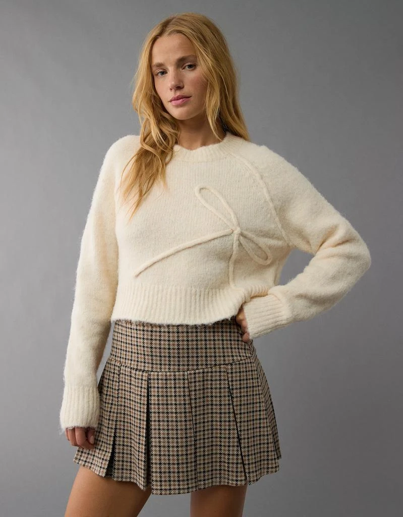 AE AE Cropped Crew Neck Bow Sweater 1