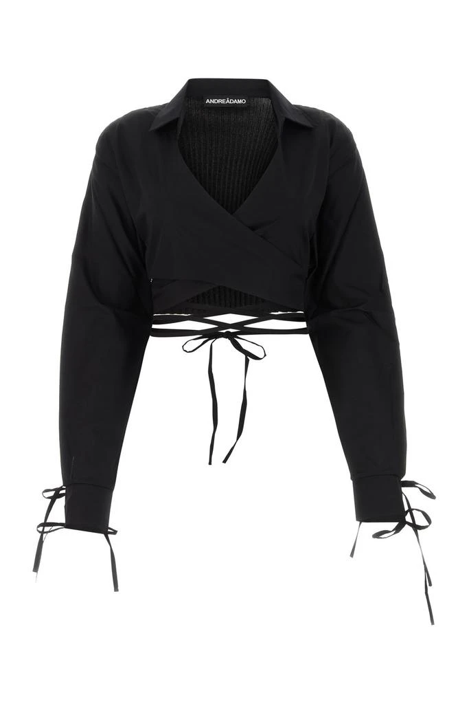 ANDREA ADAMO Andrea Adamo V-Neck Tie Fastening Knit Blouse 1