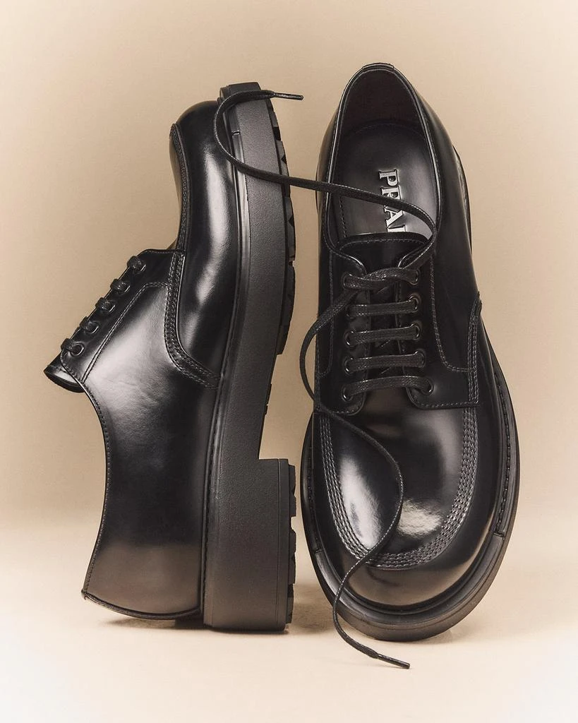 Prada Men's Diapason Brushed Leather Derby Shoes 2