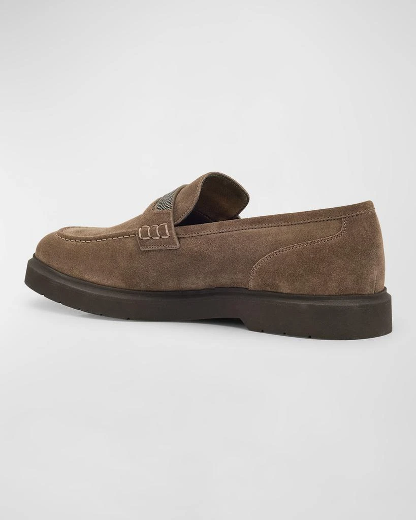 Brunello Cucinelli Suede Monili Penny Loafers 4