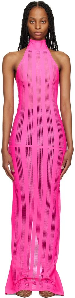 FAL-ASH Pink Lasercut Maxi Dress 1