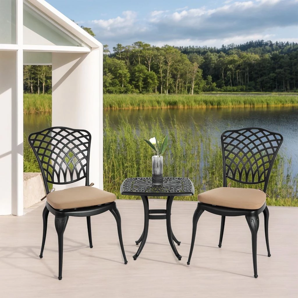 Streamdale Furniture Streamdale Patio Bistro Set 2 Chairs, Round Table w/ Cushions