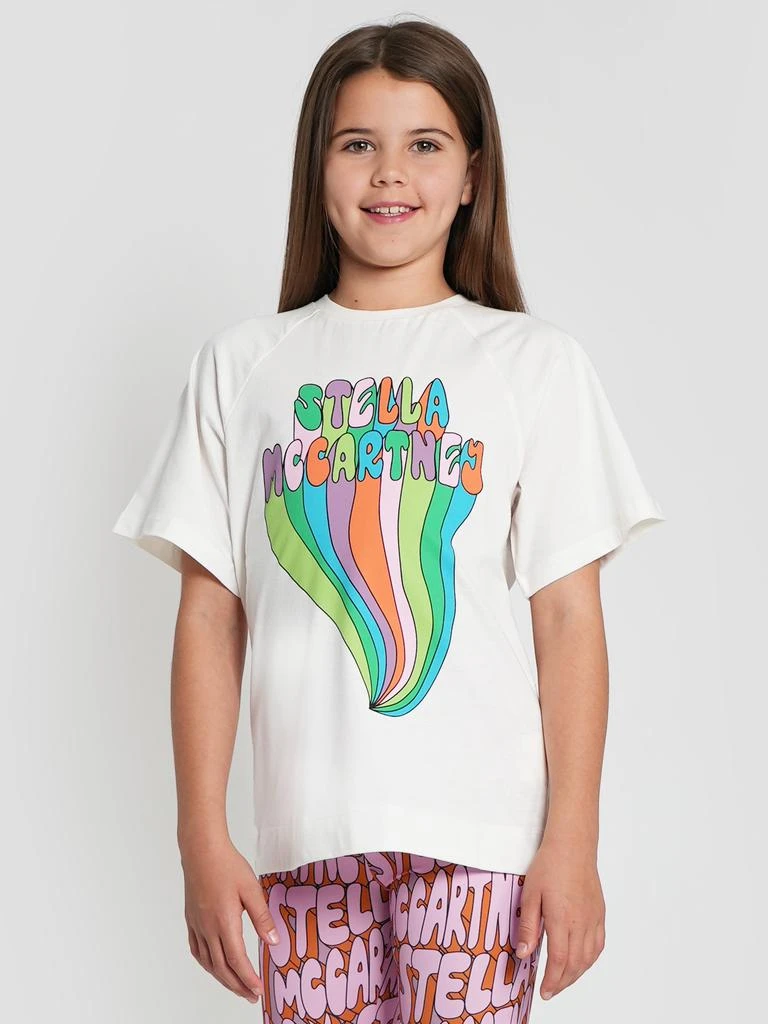 Stella McCartney Kids Stella McCartney Girls Logo Print T-Shirt in Ivory 1