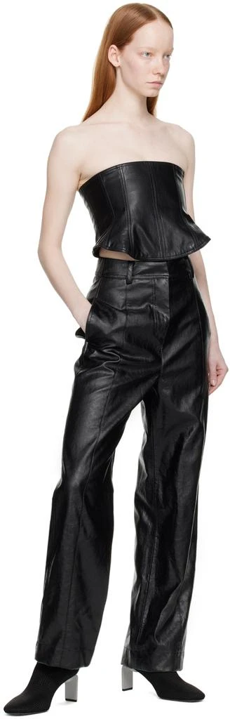 LVIR Black Straight Neck Faux-Leather Corset 4