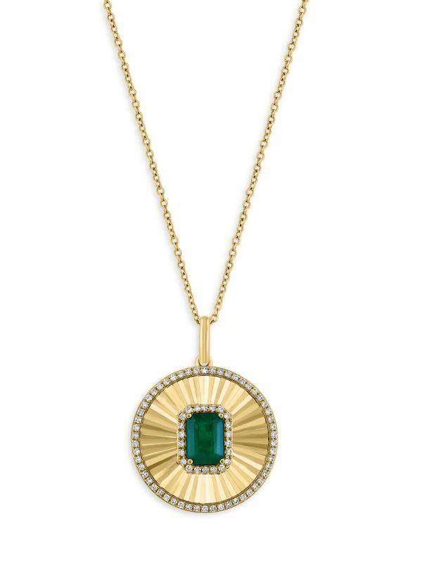 Shop 14K Yellow Gold, Emerald TCW Diamond Pendant Necklace