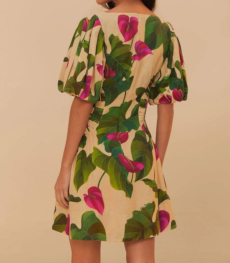 FARM Rio Sand Anthurium Leaves Mini Dress - Anthurium Leaves Sand