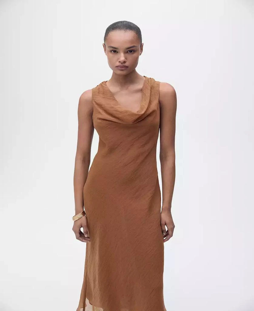 Mango Women's Draped Neck Lyocell Dress 2