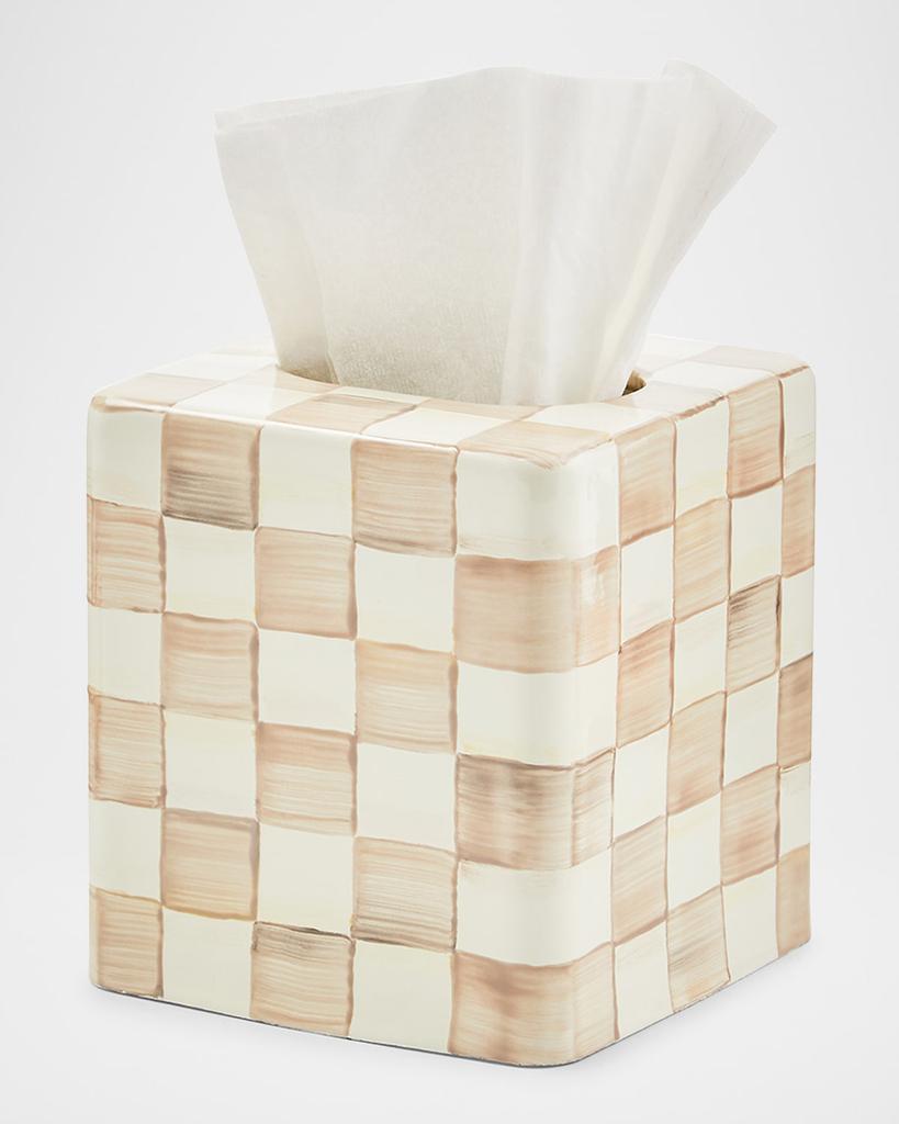 MacKenzie-Childs Mocha Check Boutique Tissue Box Cover