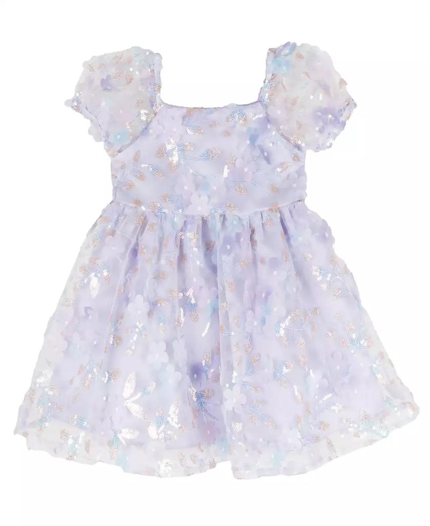 Rare Editions Baby Girls Ombre Sequin and 3D Flower Social Dress