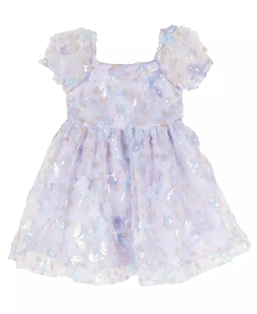 Rare Editions Baby Girls Ombre Sequin and 3D Flower Social Dress 1