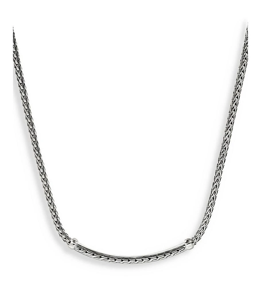 JOHN HARDY Sterling Silver JH Essentials Blue Sapphire Pavé Curved Bar Necklace, 16-18" 3