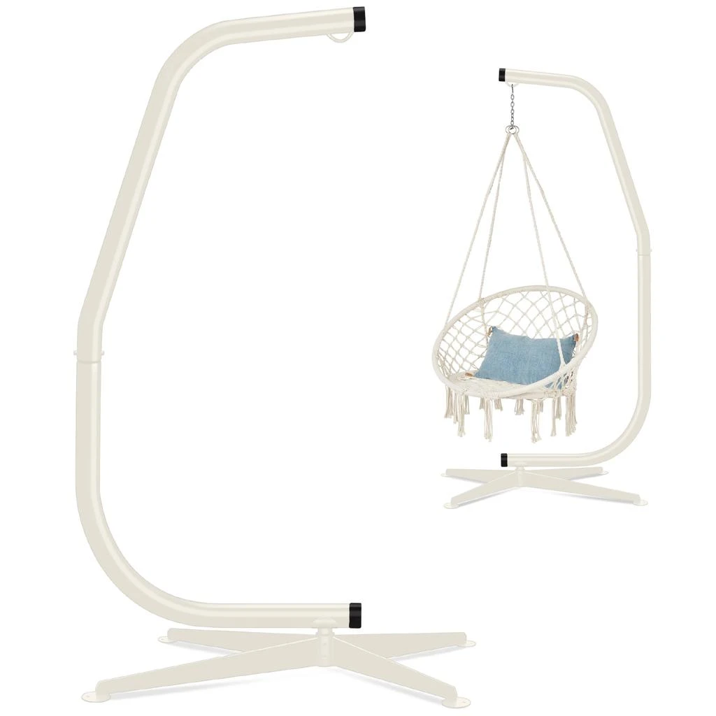 Best Choice Products Metal Hanging Hammock C-Stand for Chair/ Weather-Resistant Finish, Offset Base - Stand Only - Black 14
